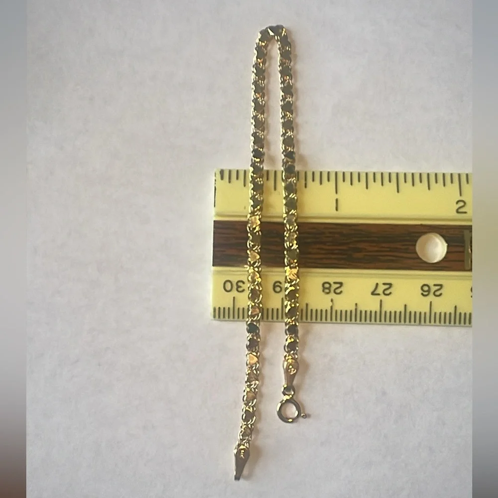 Solid Stamped 14K Yellow Gold Love Hearts Link Bracelet - Picture 3 of 12